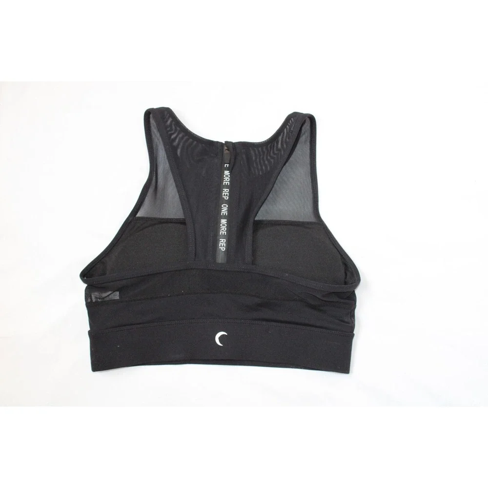 ZYIA ACTIVE Black ALL STAR BRA Mesh Zip Back ONE MORE REP Size Small - Picture 2 of 6